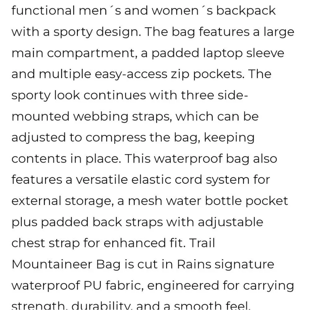 RAINS Trail Mountaineer Backpack Travel Bag in Sand Unisex Men Women Waterproof
